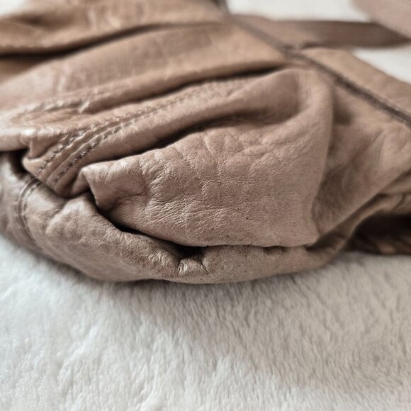 Liebeskind Berlin Leather Crossbody Bag Taupe Braided Flap Shoulder Purse - Picture 7 of 16